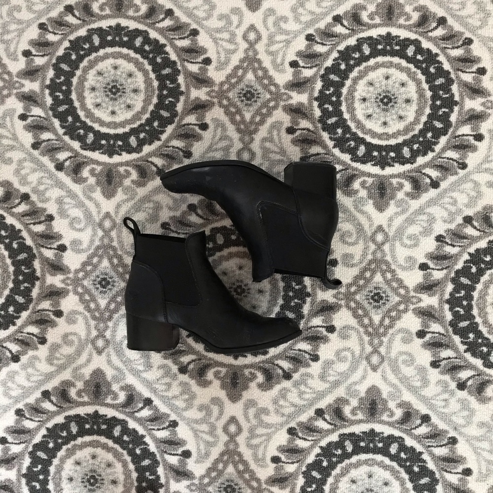 Black pointed toe booties